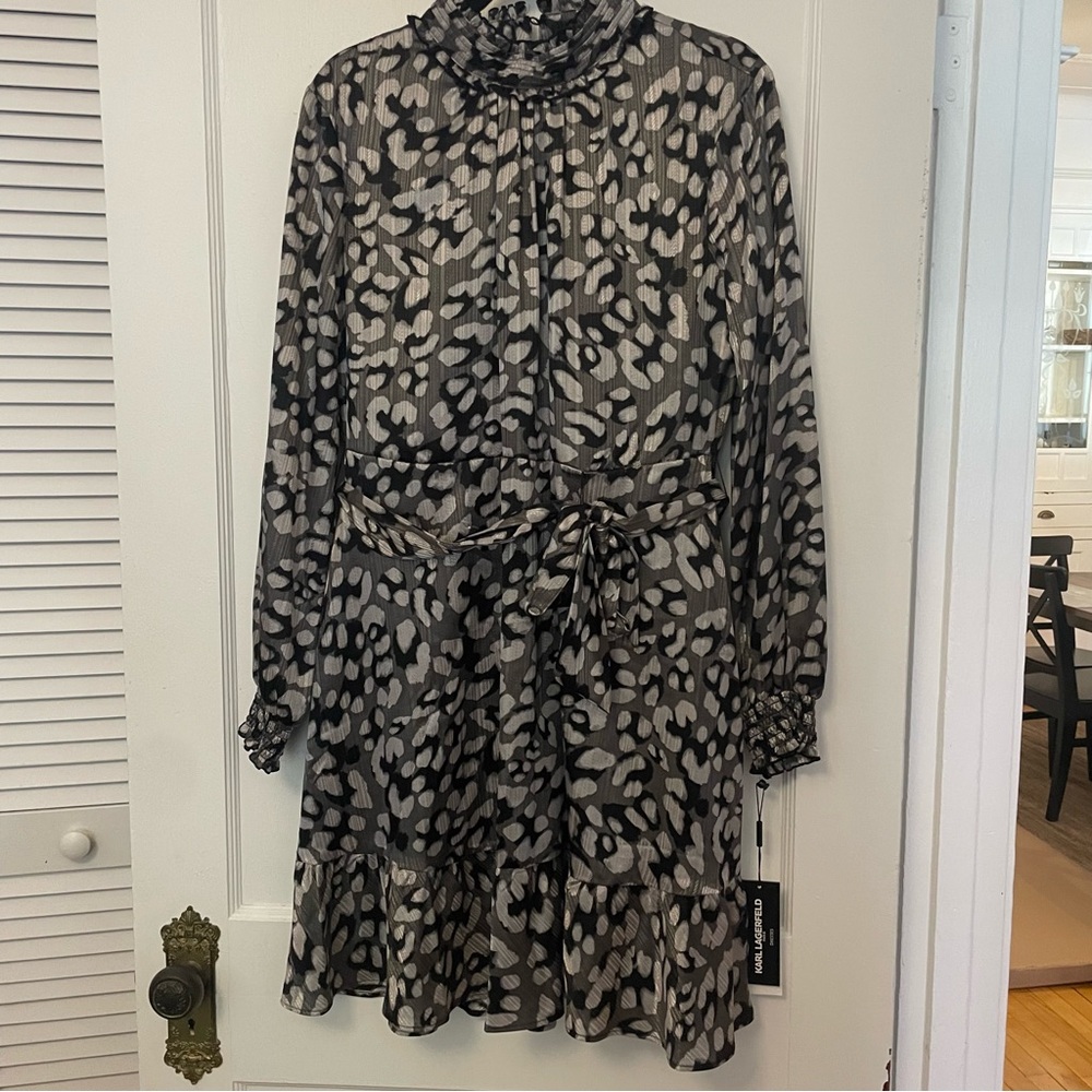 Karl Lagerfeld  Black and Gray Patterned Dress NWT size 14